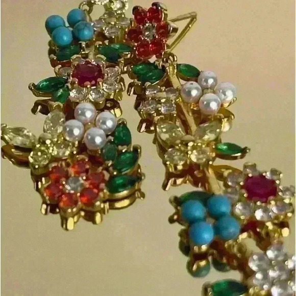 2 inch long drop earrings 18k over sterling silver with amazing crystal stones🌸 - Picture 2 of 4